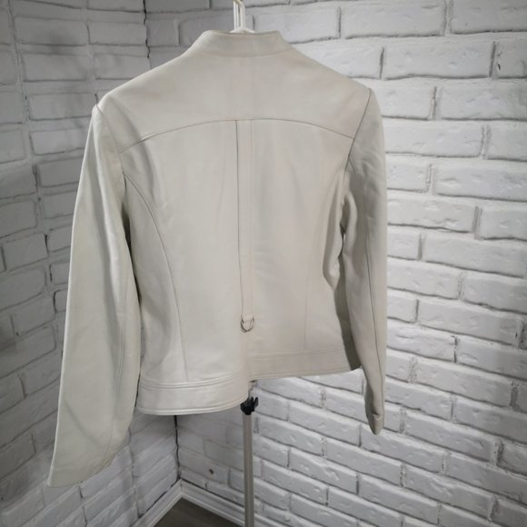 Danier Leather Ladies Off White Motto Style Leather Jacket - Picture 2 of 16